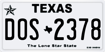 TX license plate DOS2378
