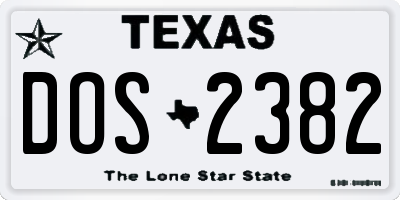 TX license plate DOS2382