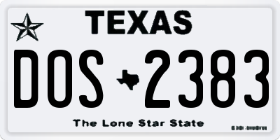 TX license plate DOS2383