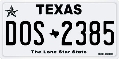 TX license plate DOS2385