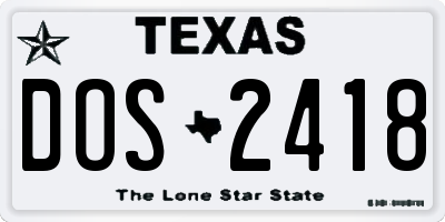 TX license plate DOS2418