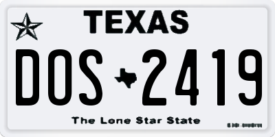 TX license plate DOS2419