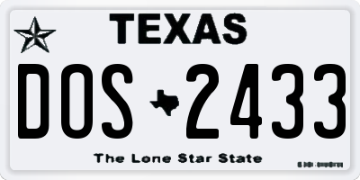 TX license plate DOS2433
