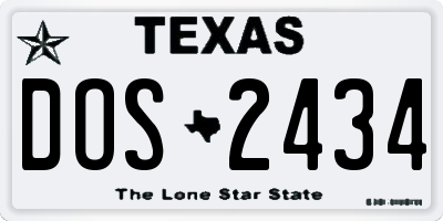 TX license plate DOS2434
