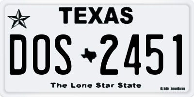TX license plate DOS2451