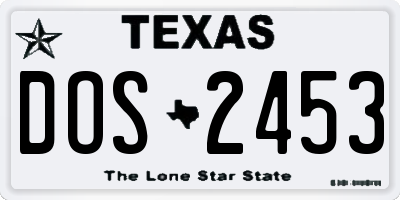 TX license plate DOS2453