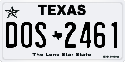 TX license plate DOS2461