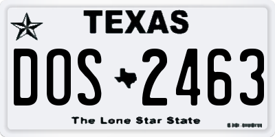 TX license plate DOS2463