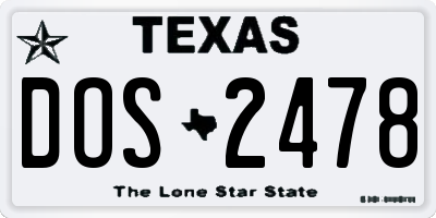 TX license plate DOS2478