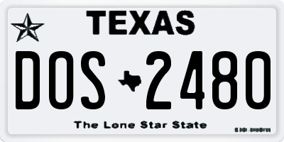 TX license plate DOS2480