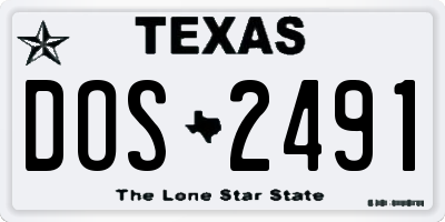 TX license plate DOS2491