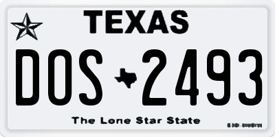TX license plate DOS2493