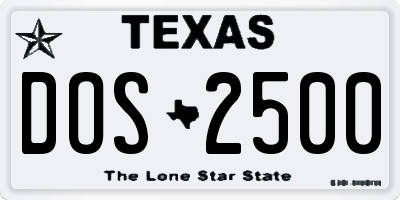 TX license plate DOS2500