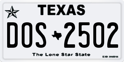TX license plate DOS2502