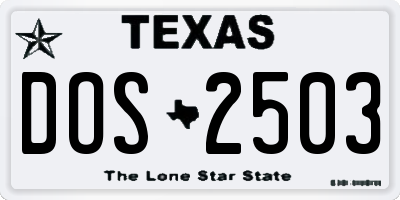 TX license plate DOS2503