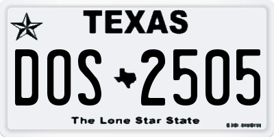 TX license plate DOS2505