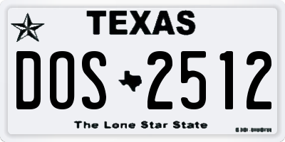 TX license plate DOS2512