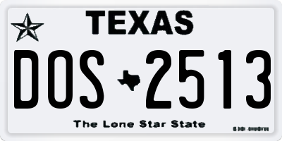 TX license plate DOS2513