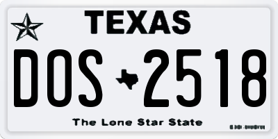TX license plate DOS2518