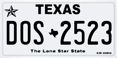TX license plate DOS2523