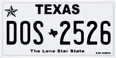 TX license plate DOS2526