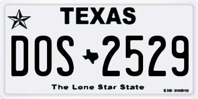 TX license plate DOS2529