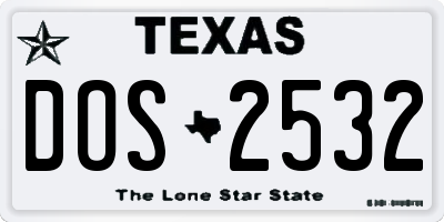 TX license plate DOS2532