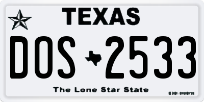 TX license plate DOS2533