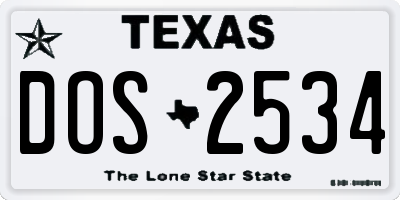 TX license plate DOS2534