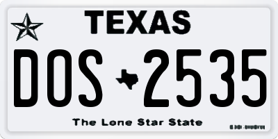 TX license plate DOS2535