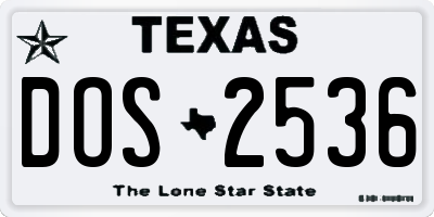 TX license plate DOS2536