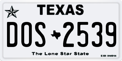 TX license plate DOS2539