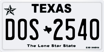 TX license plate DOS2540