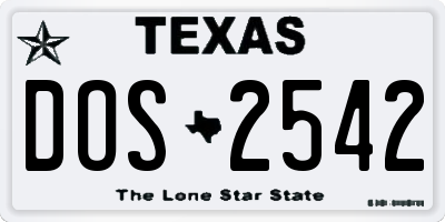 TX license plate DOS2542