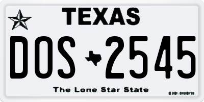 TX license plate DOS2545