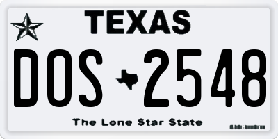 TX license plate DOS2548