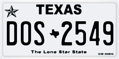 TX license plate DOS2549