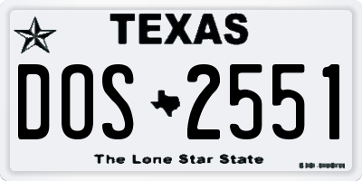 TX license plate DOS2551