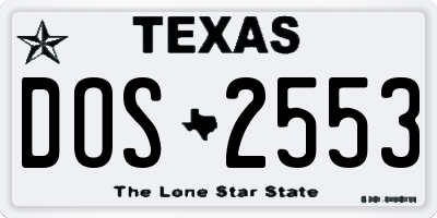 TX license plate DOS2553