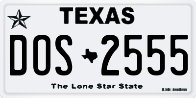 TX license plate DOS2555