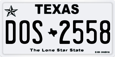 TX license plate DOS2558