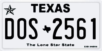 TX license plate DOS2561