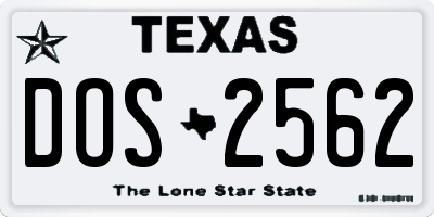 TX license plate DOS2562
