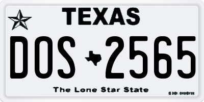 TX license plate DOS2565