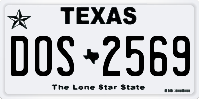 TX license plate DOS2569