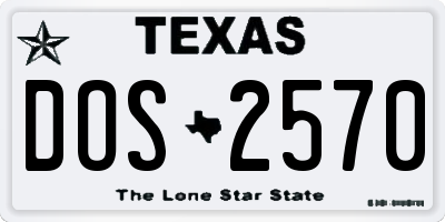 TX license plate DOS2570