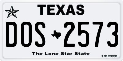 TX license plate DOS2573