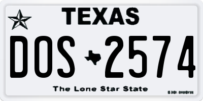 TX license plate DOS2574