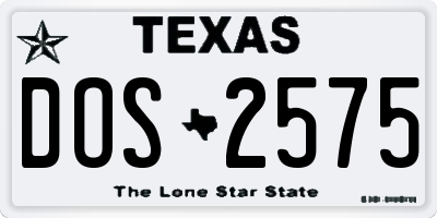 TX license plate DOS2575