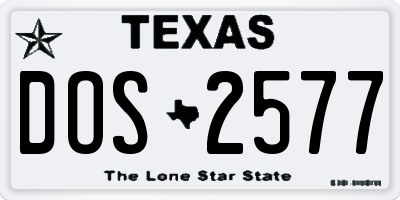 TX license plate DOS2577